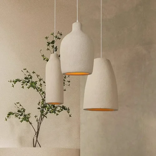 Nordic Designer Wabi Sabi E27 Ceiling Chandelier Home Decor Living Dining Room Loft Pendant Light Bedroom Bedside Hanging Lamps