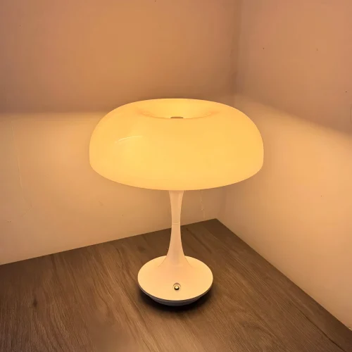 Mushroom Table Lamp, Touch Control 3 Color Dimmable, Cordless Rechargeable Plastic LED Night Light, Adjustable Brightness Bedsid